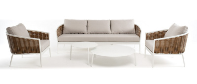 "Тоскана" лаунж-зона из искусственного ротанга, цвет соломенный